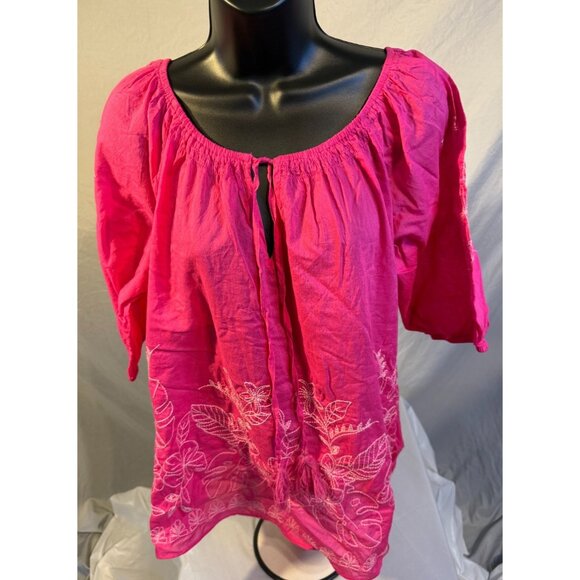 Cato Barbie Pink Tunic Top Boho Vibes Womens Plus Size 14W/16W 1X Lightweight - Picture 1 of 2